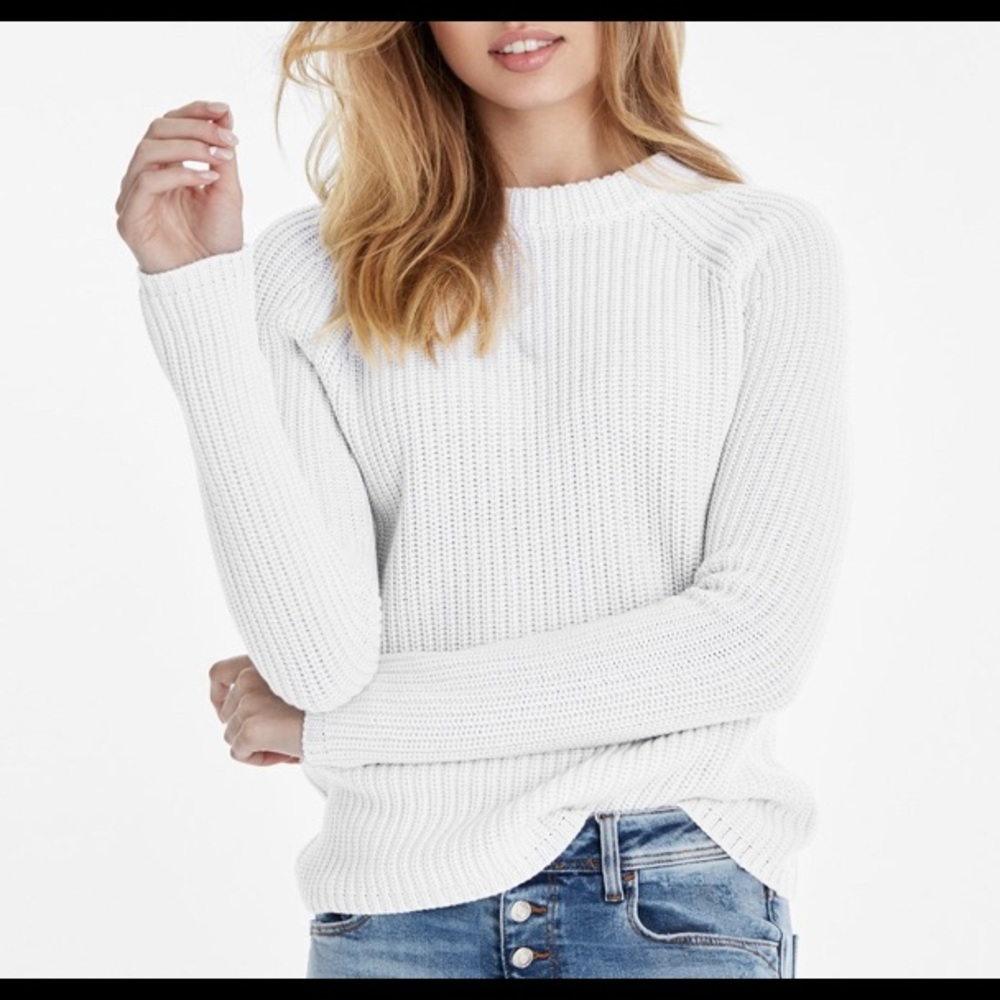 thick white knit sweater